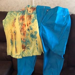 Blue Capris Size 16 and Top Size L